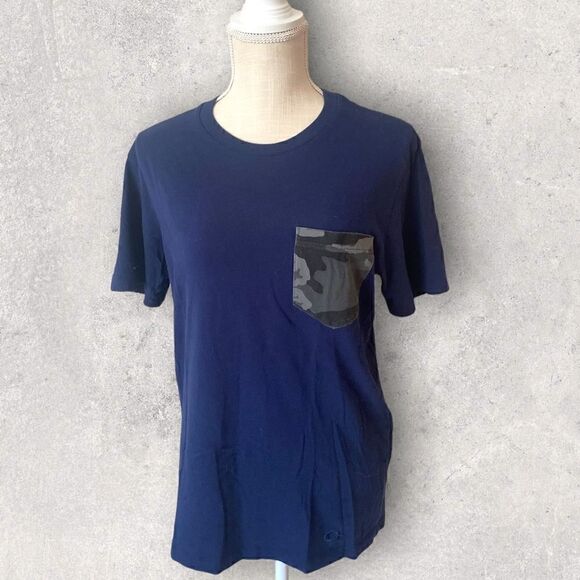Coach | Men’s Solid Camo Print Pocket T Shirt in Blue Size XS - Picture 1 of 5